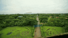 an aerial view of a park with a sign that says advice in the background