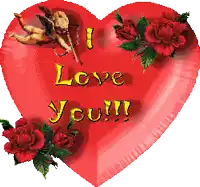 a heart shaped balloon that says i love you surrounded by red roses
