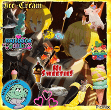 a collage of images with the words hi sweetie in red