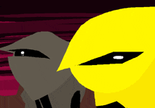 a cartoon drawing of a yellow and a gray figure