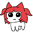 a pixel art drawing of a cat with a rainbow of colors coming out of it 's mouth .