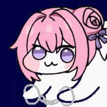 a cartoon drawing of a girl with pink hair