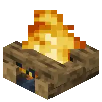 a pixel art illustration of a fire burning in a wooden box .
