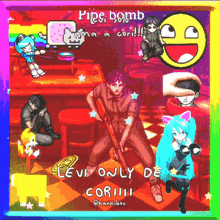a colorful poster with a man holding a gun and the words pipe bomb on top