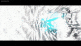 a drawing of a person with a blue light coming out of their eye