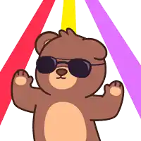 a cartoon bear wearing sunglasses is dancing