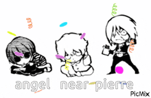angel near pierre is written on a white background