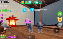 a screenshot of a video game with a cat wearing a pink hat