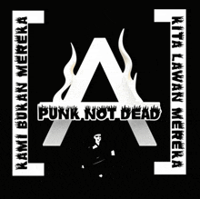 a poster that says punk not dead with a man in a mask