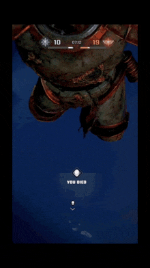 a screenshot of a video game that says you died and respawned in 3