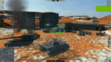 a screenshot of a video game with a green circle around a tank
