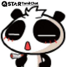 a picture of a panda bear with the words star tamil chat on the bottom