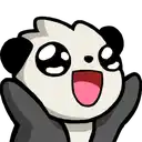 a cartoon panda bear with big eyes and a pink tongue is making a surprised face .