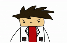 a cartoon drawing of a person with glasses and a red tie