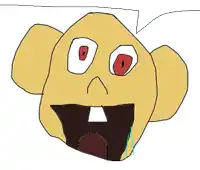 a child 's drawing of a monkey 's face with a tear coming out of it 's mouth