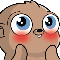a cartoon drawing of a baby with big eyes and a red cheek