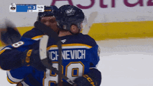 a hockey player with the name nevick on his back