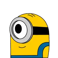 a yellow minion with a surprised expression on his face