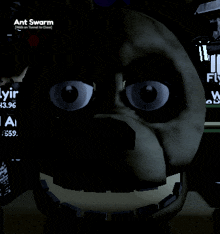a cartoon character with ant swarm written on the top right