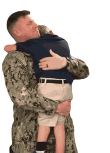 hugging kissing dad soldier love
