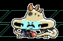 a pixel art of a dog wearing a mask