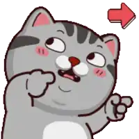 a cartoon cat with an arrow pointing upwards