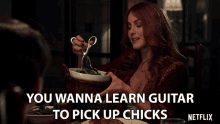You Wanna Learn Guitar To Pick Up Chicks Flirt GIF - You Wanna Learn Guitar To Pick Up Chicks Flirt Wink GIFs