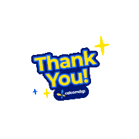 a blue and yellow sign that says thank you celcomdigi