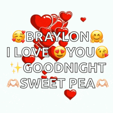 a poster that says braylon i love you goodnight sweet pea on it