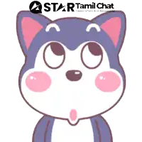 a star tamil chat logo with a cartoon cat on it