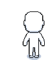 it looks like a pixel art of a person without a head or arms .
