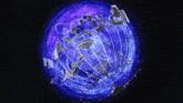 a computer generated image of a blue sphere with a blue light coming out of it