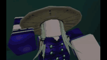 a cartoon character with long white hair and a hat on