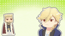 a man with a crown on his head stands next to another man