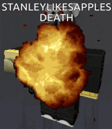 a pixel art explosion with the words stanley likes apples death