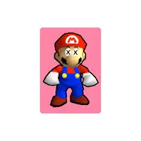 a cartoon of mario wearing overalls and a red hat with a m on it