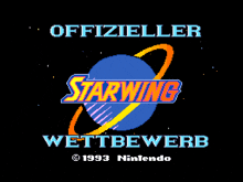 a nintendo game called starwing is shown on a black background