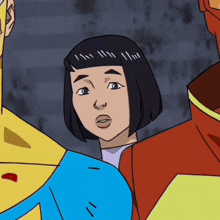 a cartoon drawing of a woman with short hair