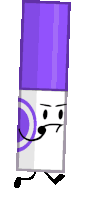 a cartoon character of a purple marker with arms and legs