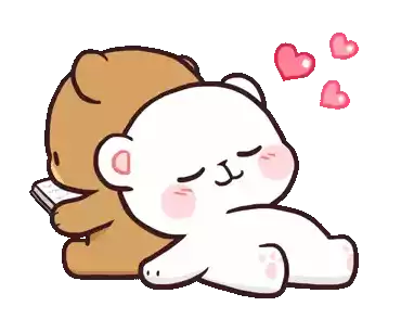 Sleep Cony And Brown Sticker - Sleep Cony And Brown Hearts Stickers