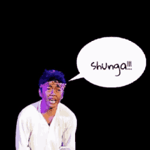 a man with a speech bubble saying shunga