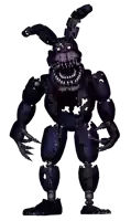 a nightmare bonnie from five nights at freddy 's with a very large mouth