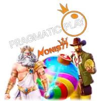 an advertisement for pragmatic play shows a man holding a rainbow ball