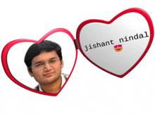 a picture of a man in a heart shaped frame with the name jishant nindal on it