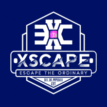 a logo for xscape escape the ordinary is shown on a black background .