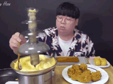 asian guy fondue cheese chicken fail