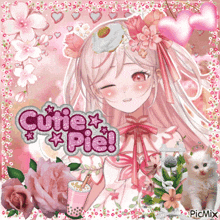 a picture of a girl with the words cutie pie