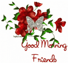 Good Morning Friends Flower GIF - Good Morning Friends Flower Butterfly GIFs