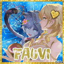 a picture of a girl with the name fauvi written on it