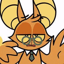 a cartoon cat wearing glasses and a tie is giving a thumbs up